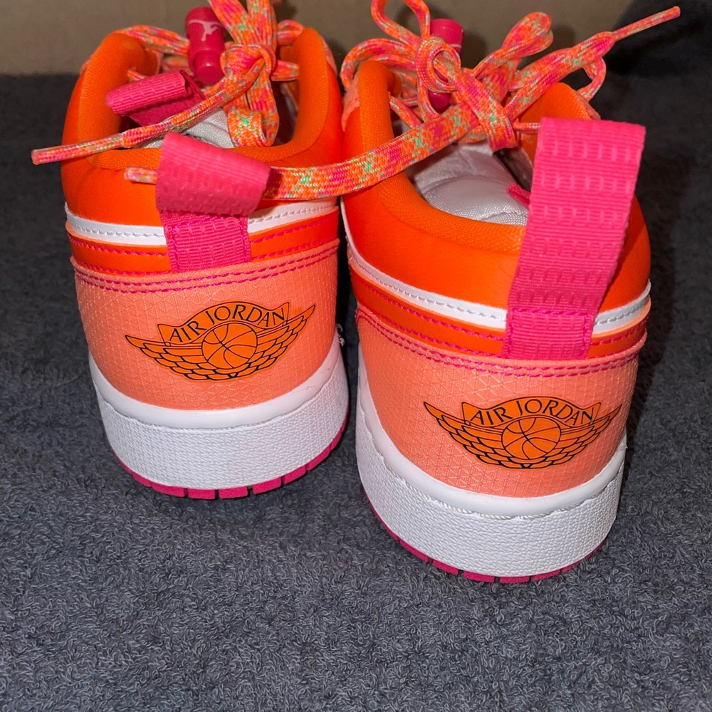 Air Jordan Orange and White Sneakers - Picture 4 of 5